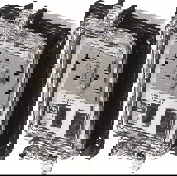 1 Port, 3 Power Receptacle, Ethernet, Clear Data Port Receptacle